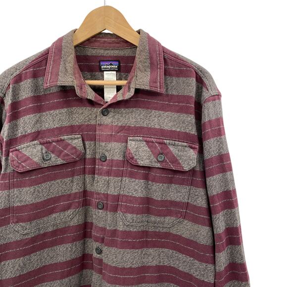 Patagonia maroon striped button down flannel - Picture 1 of 4